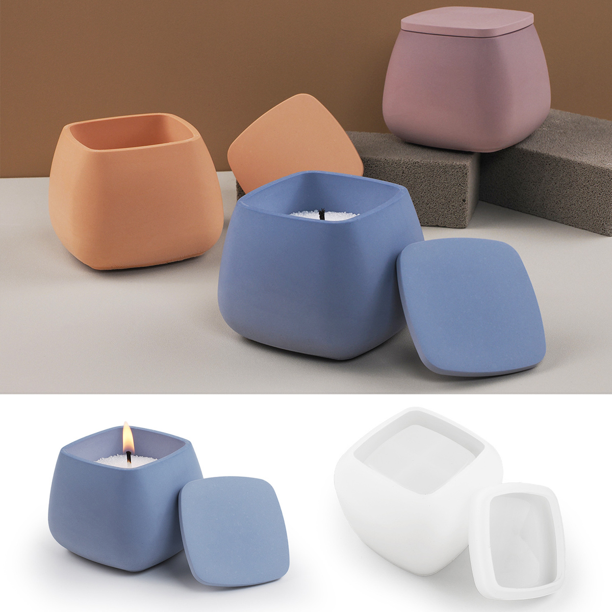 Candle Making Jars With Lids - Stoples lilin persegi cetakan silikon DIY