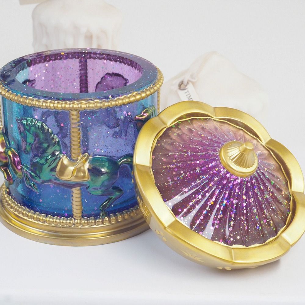 Candle Making Jars With Lids - Cetakan Kotak Penyimpanan Carousel Bergaya Lucu