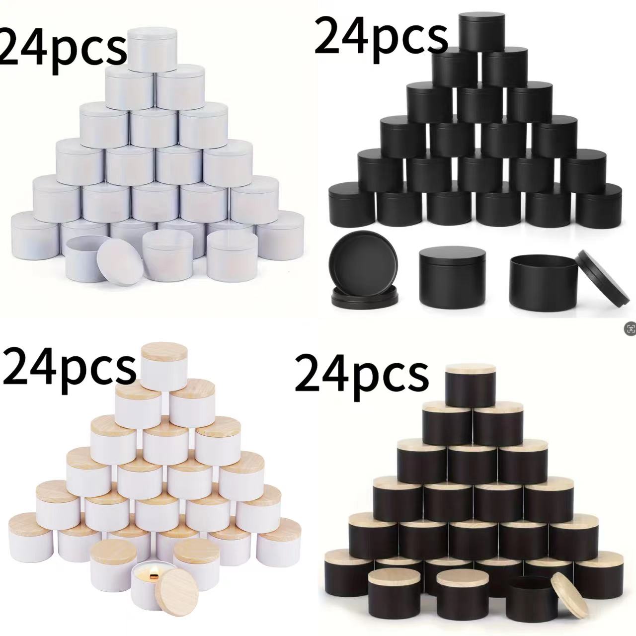 Candle Making Jars Wholesale - Kaleng lilin logam 24 pak 8oz/4oz