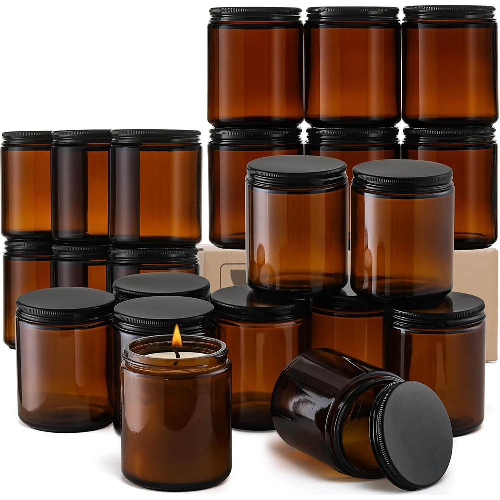 Candle Making Jars With Lids - Stoples Kaca Amber 8oz dengan Tutup