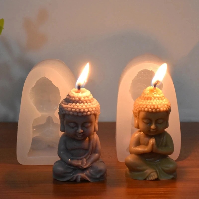 Candle Making Process - Cetakan Lilin Silikon Buddha 3D Meditasi
