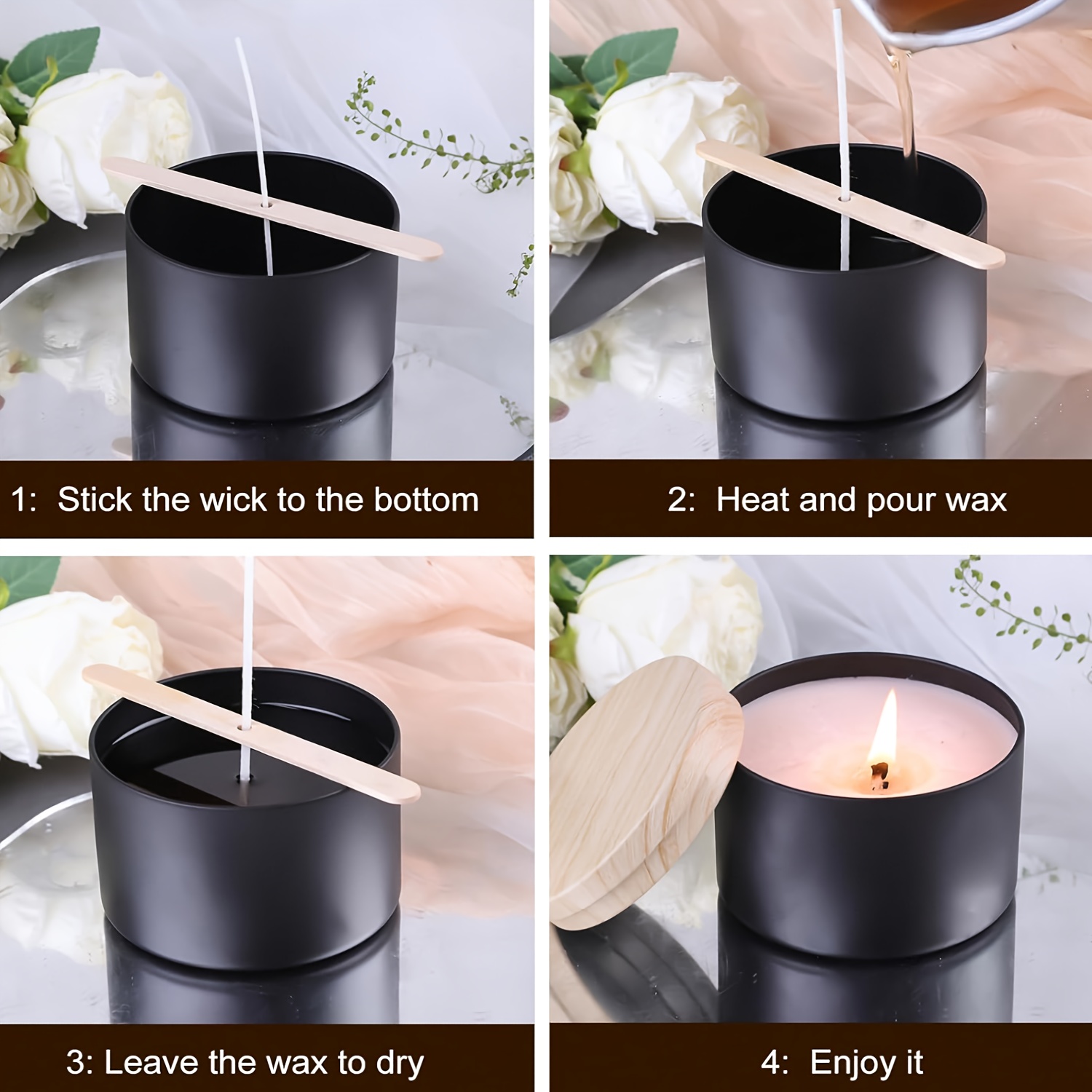 Stoples lilin hitam dengan tut - Candle Making Jars Wholesale ulasan dan harga