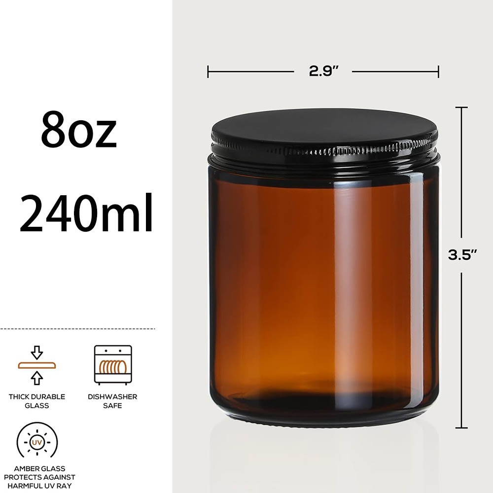 Stoples Kaca Amber 8oz dengan  - Candle Making Jars With Lids ulasan dan harga